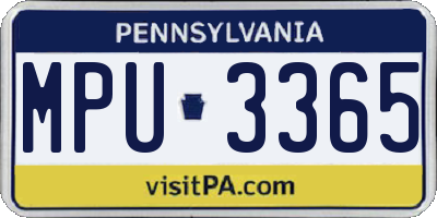PA license plate MPU3365