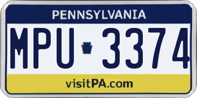PA license plate MPU3374