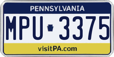 PA license plate MPU3375