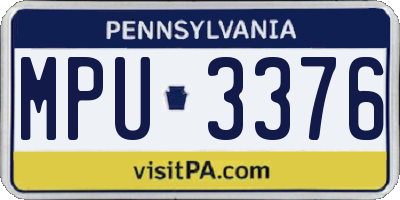 PA license plate MPU3376