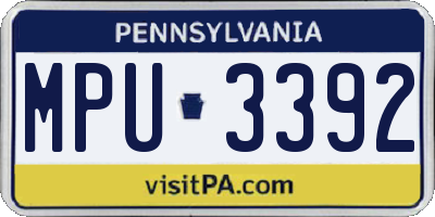 PA license plate MPU3392