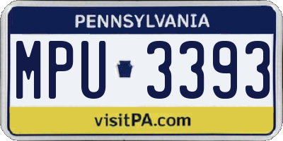 PA license plate MPU3393
