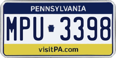 PA license plate MPU3398