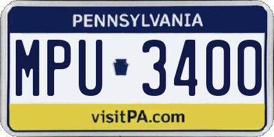 PA license plate MPU3400