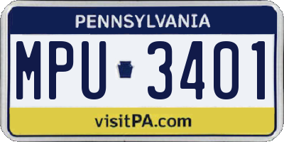 PA license plate MPU3401