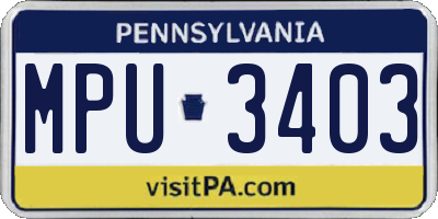 PA license plate MPU3403