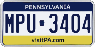 PA license plate MPU3404