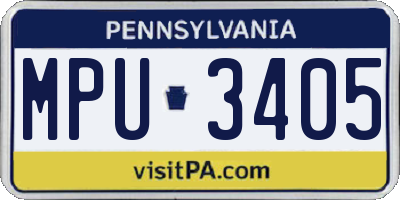 PA license plate MPU3405