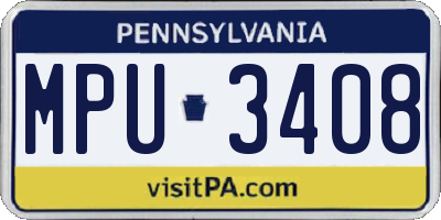 PA license plate MPU3408