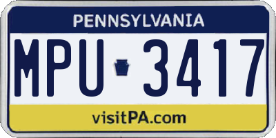 PA license plate MPU3417