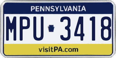 PA license plate MPU3418