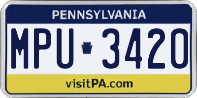 PA license plate MPU3420