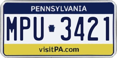 PA license plate MPU3421