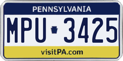 PA license plate MPU3425