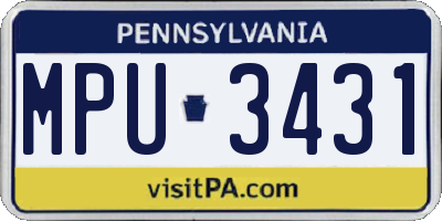 PA license plate MPU3431