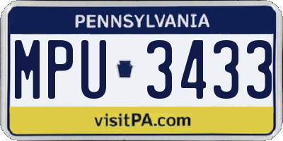 PA license plate MPU3433