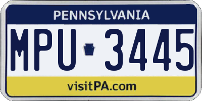 PA license plate MPU3445