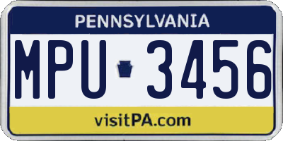 PA license plate MPU3456