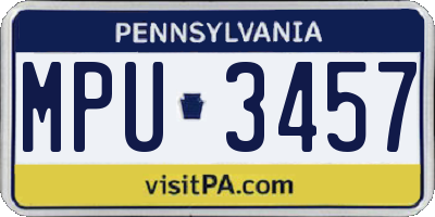 PA license plate MPU3457