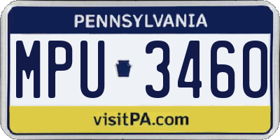 PA license plate MPU3460