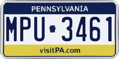 PA license plate MPU3461
