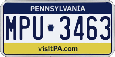 PA license plate MPU3463