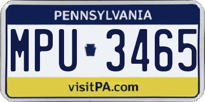 PA license plate MPU3465