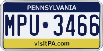 PA license plate MPU3466
