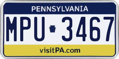 PA license plate MPU3467