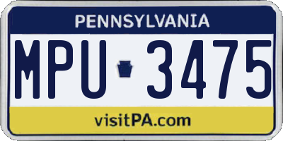 PA license plate MPU3475