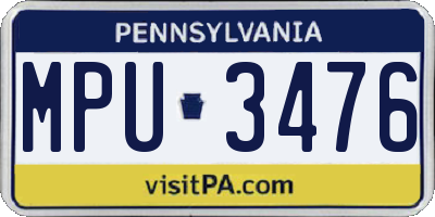 PA license plate MPU3476