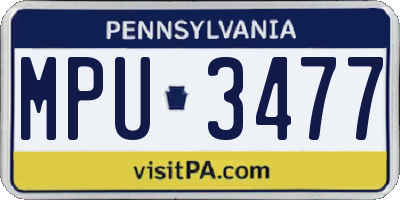 PA license plate MPU3477