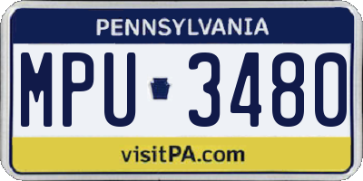 PA license plate MPU3480