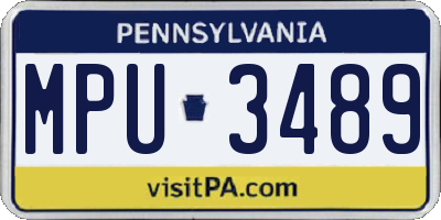 PA license plate MPU3489