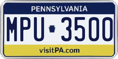 PA license plate MPU3500