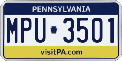 PA license plate MPU3501