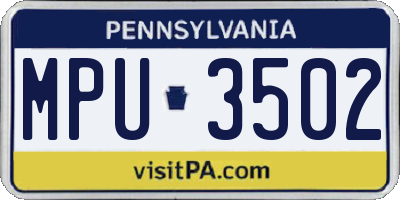 PA license plate MPU3502