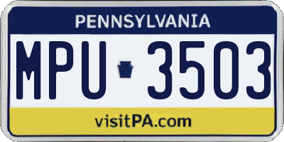 PA license plate MPU3503