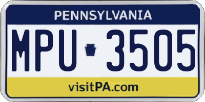 PA license plate MPU3505