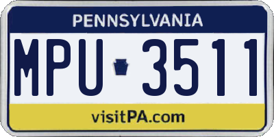 PA license plate MPU3511
