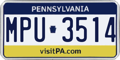 PA license plate MPU3514