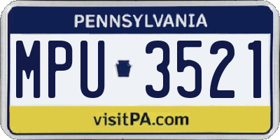 PA license plate MPU3521