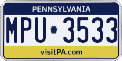 PA license plate MPU3533