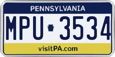 PA license plate MPU3534