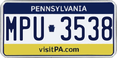 PA license plate MPU3538