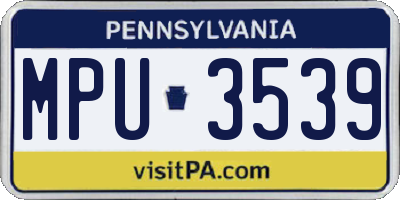 PA license plate MPU3539