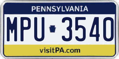PA license plate MPU3540