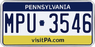 PA license plate MPU3546
