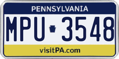 PA license plate MPU3548