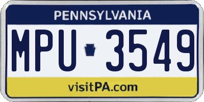 PA license plate MPU3549